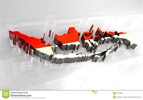 3d map flag of Indonesia stock illustration. Illustration of ripple