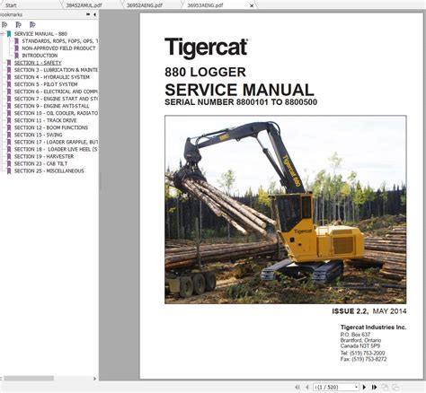 Tigercat Logger 880 8800101 8800500 Operator Service Manual