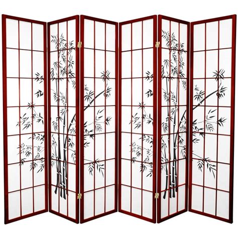 Oriental Furniture 6 Ft Tall Lucky Bamboo Room Divider Rosewood 6