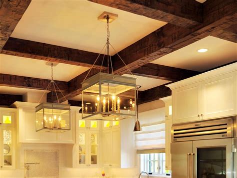 Coffered Kitchen Ceiling With Exposed Beams | Wood beam ...