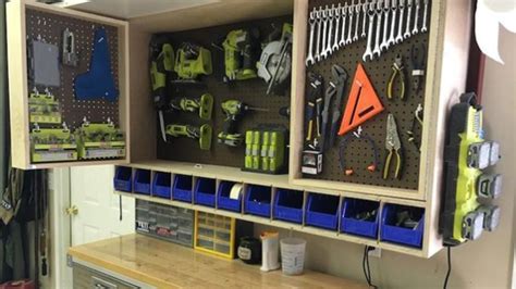 Here is the perfect idea if you are thinking about building diy garage cabinets with drawers. Make a Fold-Out, Space-Saving Tool Storage Cabinet for ...