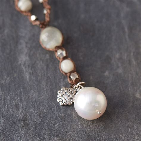 Braided Pearl And Moonstone Necklace Moonstone Necklace Pearls