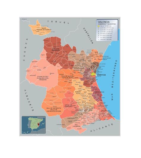 Mapa Municipios Valencia A Vector Eps Maps Designed By Our