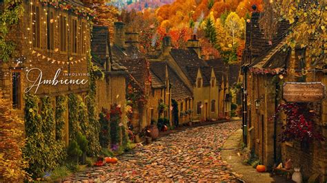 🌾🐓 Autumn Village Asmr Ambience Wind And Crunchy Leaves Village Sounds
