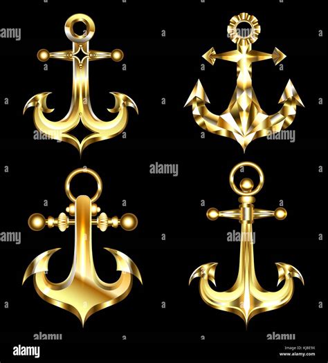 Golden Anchor On Ship Isolated Stock Vector Images Alamy