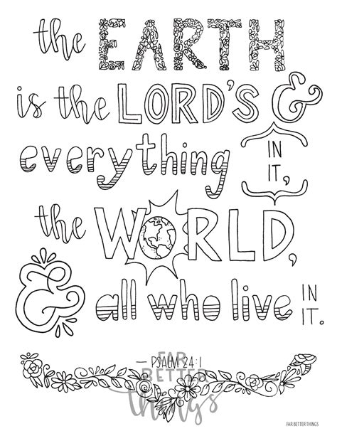 Bible Verse Coloring Page Psalm 241 Printable Bible Coloring Page