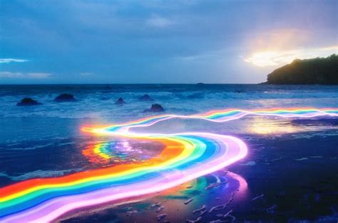 Rainbow Road Shines Its Magical Light Along The Seashore 🌈🌊