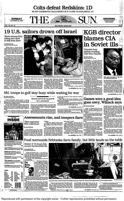 The Sun Front Page Dec 23 1990 Baltimore Sun