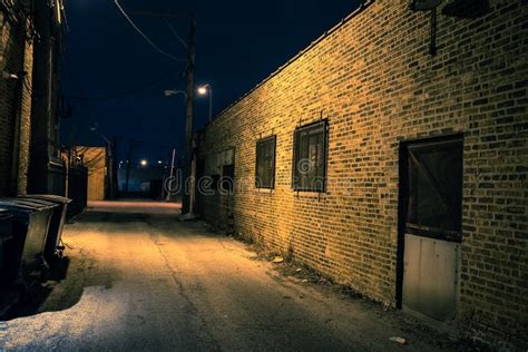 Dark And Eerie City Alley At Night Stock Photo Image Of Downtown