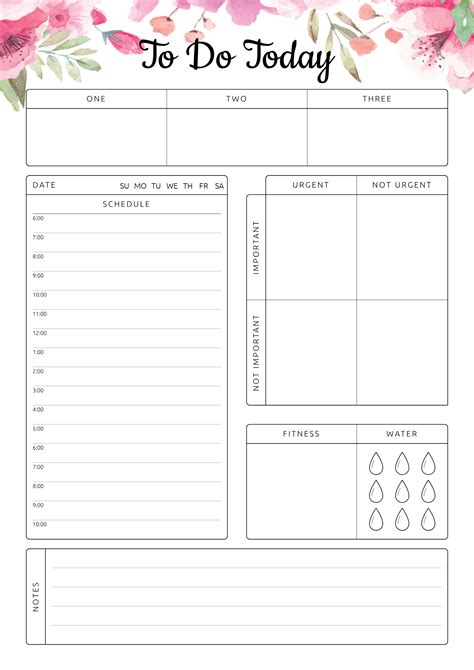 Printable To Do Today Pdf Download Daily Planner Pages Planner Pages