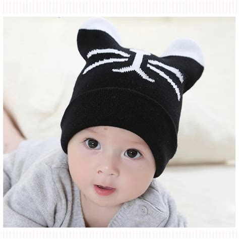 Baby Cat Hats Crochet Caps Cute Knit Headgear Infant Hat Wool Bonnet