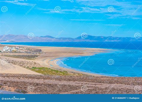 Aerial View Of Sotavento Lagoon Fuerteventura Canary Islands Spain Stock Image Image Of