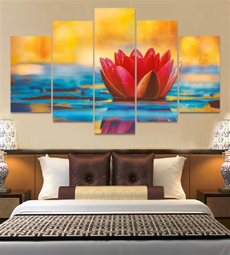 Colorful Lotus Flower Canvas Wall Art Framed Decor Poster Print