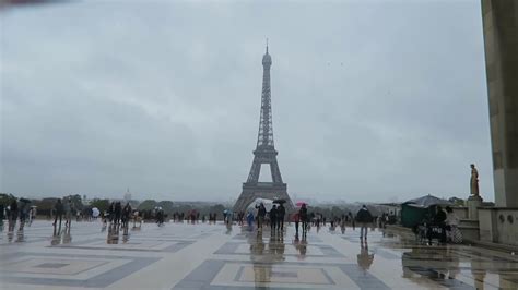 Eiffel Tower In The Rain Paris Youtube