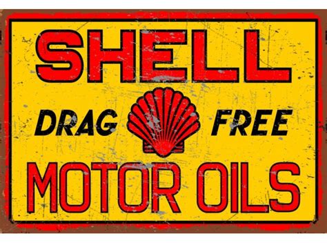 Shell Drag Free Motor Oil Tin Metal Sign Nostalgia Highway