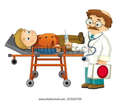 Cartoon Doctor Patient Isolated Illustration Children Stock