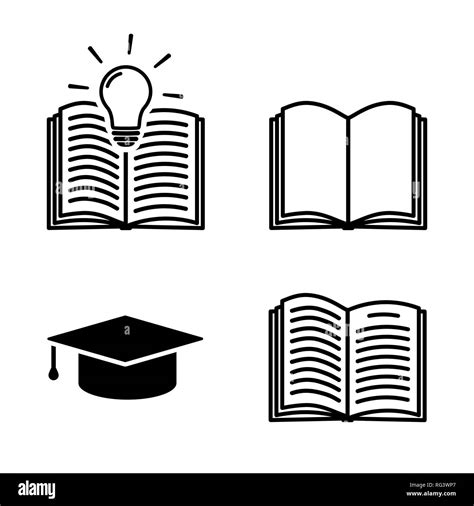 Learning Icon Set In Flat Style Education Symbols Stock Vector Image
