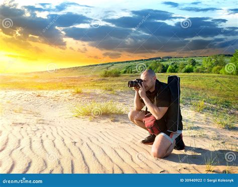 Man In The Desert Stock Photo Image Of Striped Ripples 30940922
