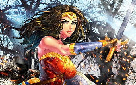 Download Wonder Woman Colorful Artwork Superhero