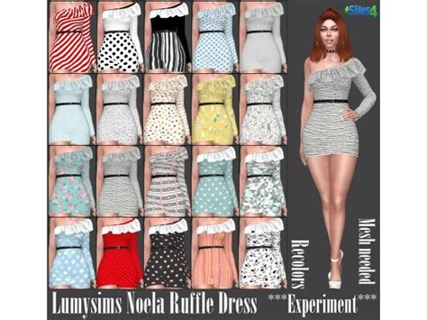 Lumy Noela Ruffle Dress Recolors By Experiment128 Sims 4 Sims 4