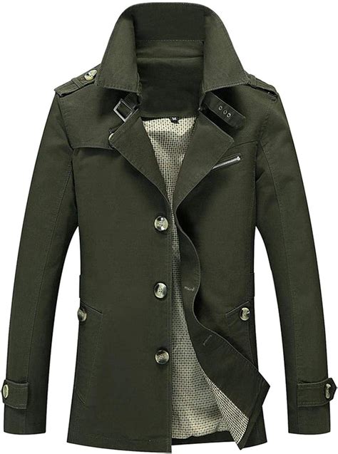Men Trench Coats Autumn Mens Slim Fit Solid Color Trench Casual Thin