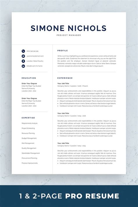 Use one of our free resume templates for word and get one step closer to the perfect job application. Professional Resume Template for Word & Pages | Executive ...