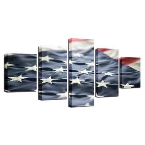 American Flag 05 Abstract 5 Panel Canvas Art Wall Decor Canvas Storm