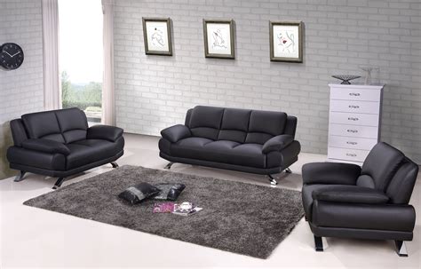 Black Genuine Leather Sofa Set With Tufted Pillows Atlanta Georgia
