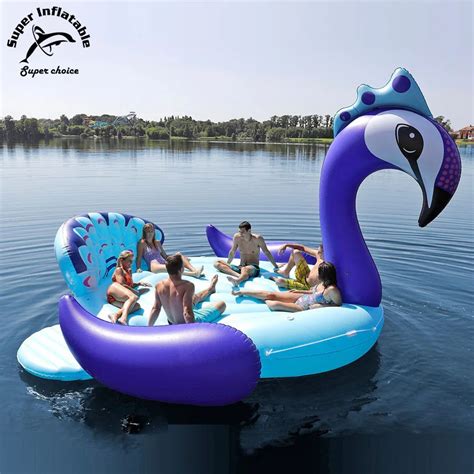 Extra Große Party Bird Aufblasbare 6 Personen Pfau Pool Float Raft Island Water Lounge Factory