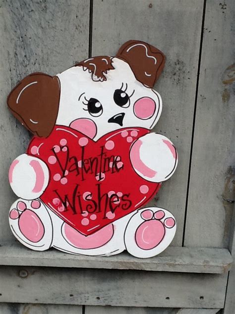 Valentines Sign Valentines Door Hanger Valentines Puppy Etsy