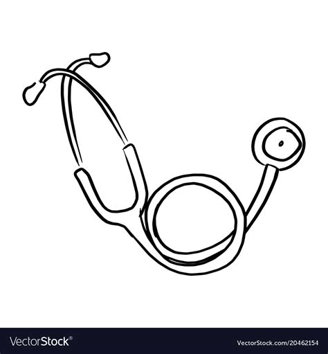 Freehand Stethoscope Sketch Hand Royalty Free Vector Image
