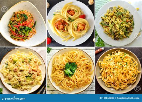 Italian Cuisine Pasta Varieties Of Pasta And Dishes Food Collage