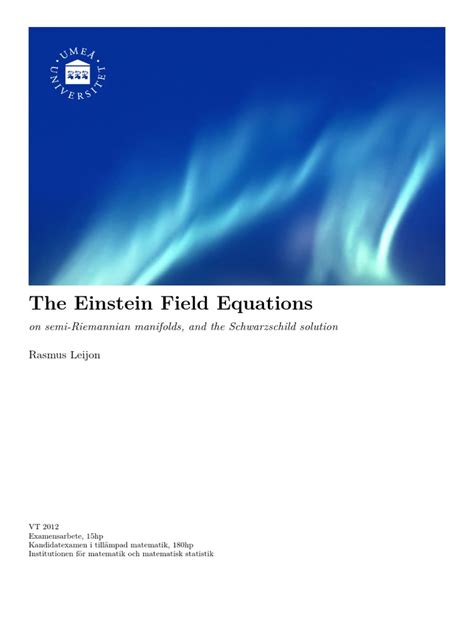 The Einstein Field Equations Pdf Differentiable Manifold General