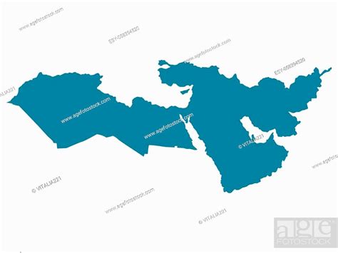 Middle East Map Vector Middle East Silhouette Illustration Isolated On