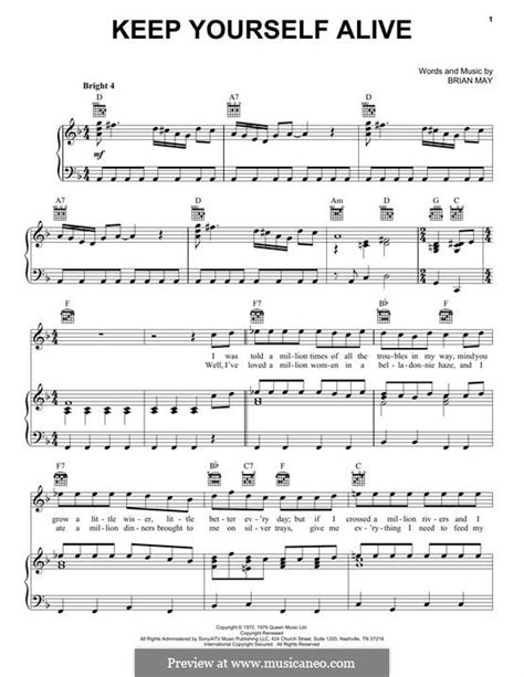 Keep Yourself Alive Queen By B May Sheet Music On Musicaneo