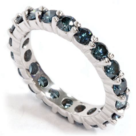 4.5 out of 5 stars. 2ct Treated Blue Diamond Eternity Ring 14K White Gold ...