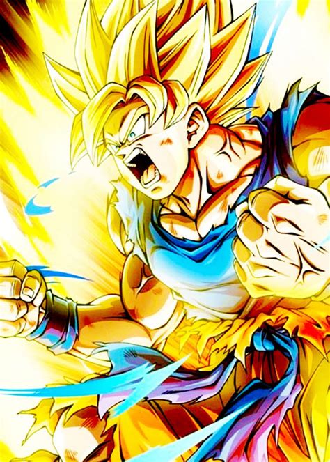 Goku Saiyan Poster By Fakun Displate Lukisan Galaksi Seni Dragon Ball Z