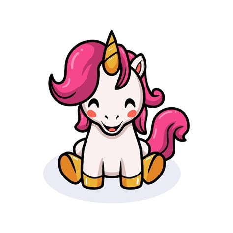 Premium Vector Cute Baby Unicorn Cartoon Sitting