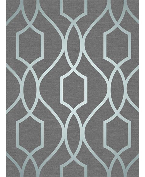 Apex Geometric Trellis Wallpaper Slate Grey And Blue Fine