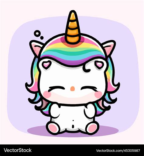 Cute Unicorn Unicorn Kawaii Chibi Drawing Style Vector Image