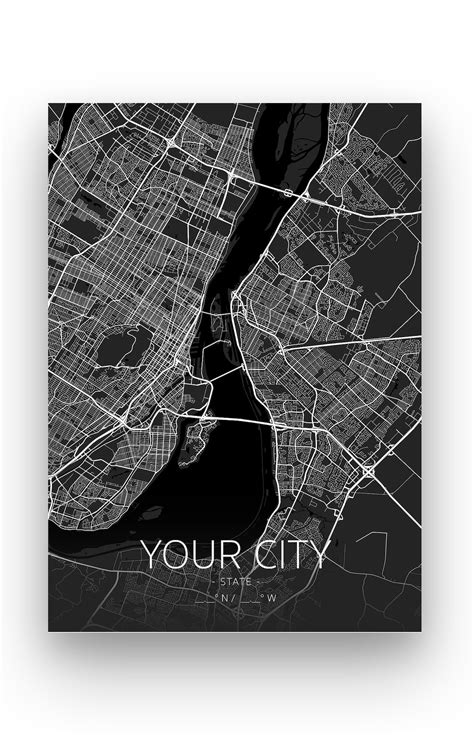 Your Custom City Map Printed Poster Any Worldwide City Etsy