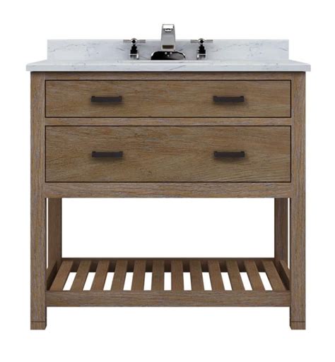 Vanities that eschew the traditional cabinet design in favor of smaller drawers or cabinets along the upper edge of the vanity, with an open shelf on the bottom. Sagehill Designs TB3621D Toby 36" Free Standing Single ...