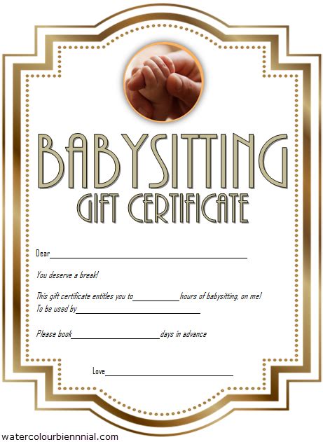 Editable printable doc babysitting gift certificate template. Babysitting Gift Certificate Template 5 FREE | Gift certificate template, Coupon template, Gift ...