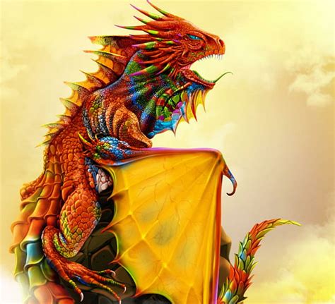 Hd Wallpaper Rainbow Dragon Wings Fantasy 3d And Abstract