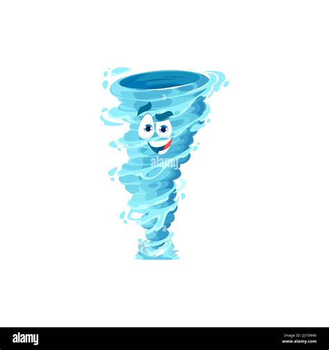 Cartoon Tornado Cheerful Character Storm Whirlwind Twister Or Cyclone