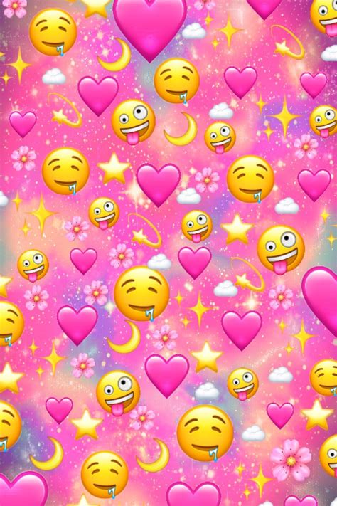 Fondo De Pantalla De Love Hearts And Emojis Galaxy Emoji Wallpaper