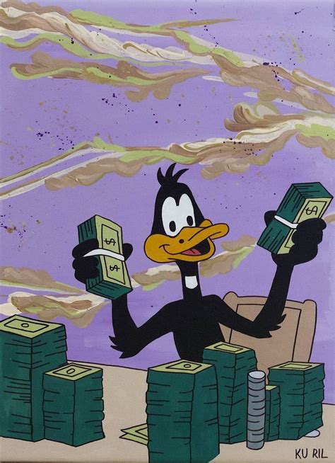 Daffy Duck Money Wallpaper Cartoon Wallpaper Cartoon Painting