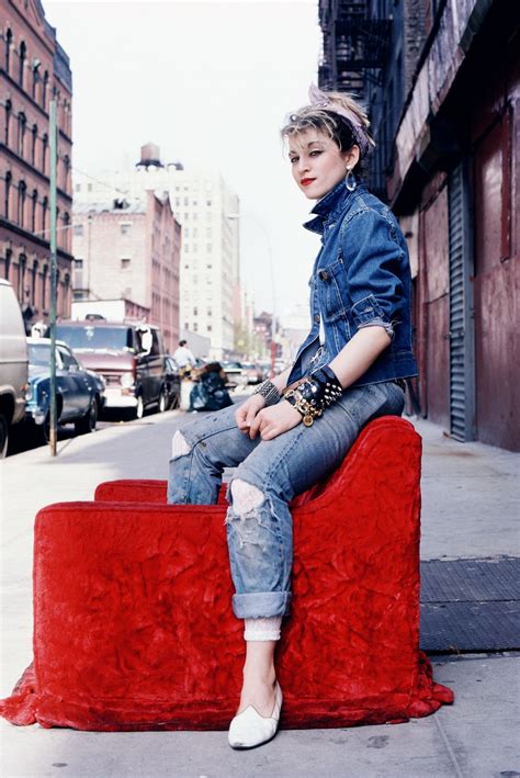 The fashion world of 80s was truly got ruled by the madonna. Madonna & red chair 80's | Madonna outfits, 80s fashion