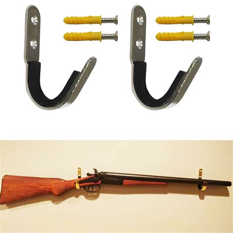 Gun Rack Shotgun Hooks Rifle Hangers Archery Bow Felt Lined Wall Mount
