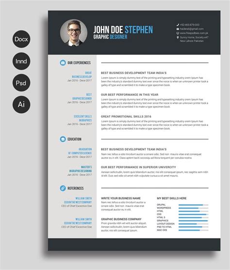 Easily edit this template in microsoft word, adobe. Free Microsoft Word Resume and CV Template for Photoshop ...